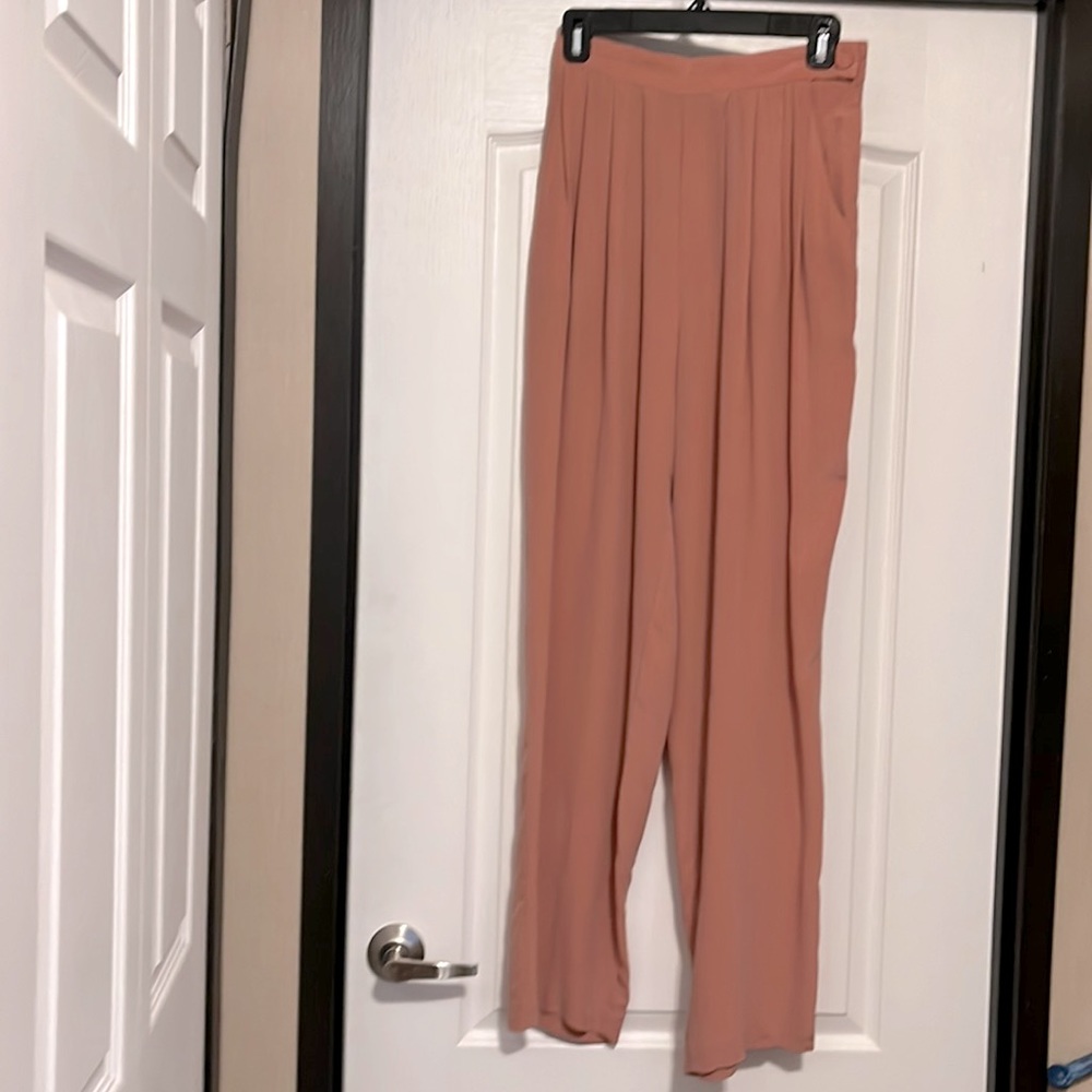 CAROL LITTLE, 100% silk slacks, peach color, size 6.
